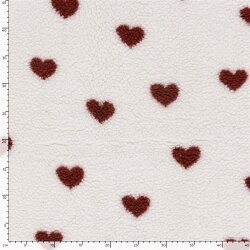 Teddystoff Herzen - creme