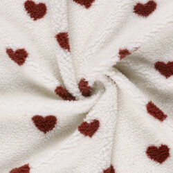 Teddystoff Herzen - creme