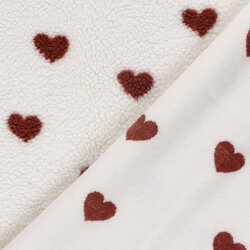 Teddystoff Herzen - creme