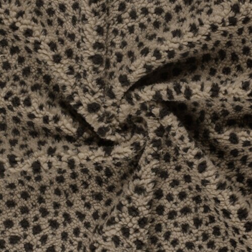 Teddystoff wilde Tupfen - dunkelbeige