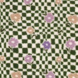 Teddystoff Blumen auf Rechtecken - creme
