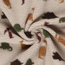Teddystoff bunte Dinosaurier - cremebeige