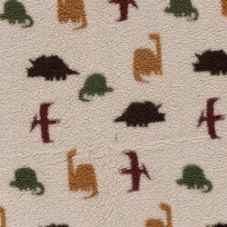 Teddystoff bunte Dinosaurier - cremebeige