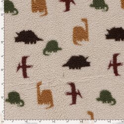 Teddystoff bunte Dinosaurier - cremebeige
