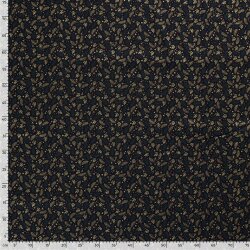 Baumwollpopeline Foliendruck Weihnachtszweige - dunkelblau/gold