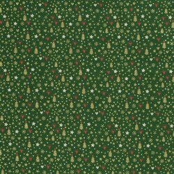 Baumwollpopeline Foliendruck Mini Weihnachten - grün/gold