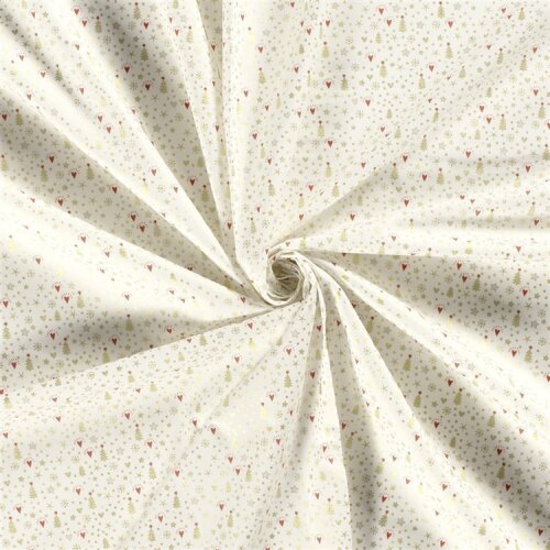 Baumwollpopeline Foliendruck Mini Weihnachten - creme/gold