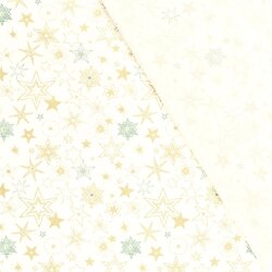 Baumwollpopeline Foliendruck Sterne - creme/gold