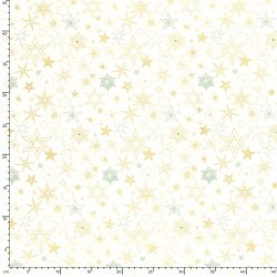 Baumwollpopeline Foliendruck Sterne - creme/gold