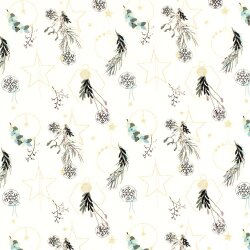 Baumwollpopeline Foliendruck Weihnachtsanhänger - creme/gold