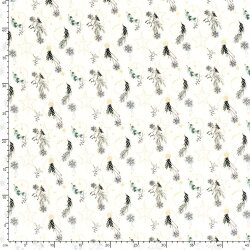 Baumwollpopeline Foliendruck Weihnachtsanhänger - creme/gold