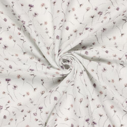 Musselin Digital Blumen - wollweiss