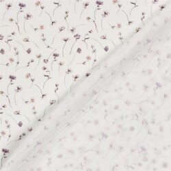 Musselin Digital Blumen - wollweiss