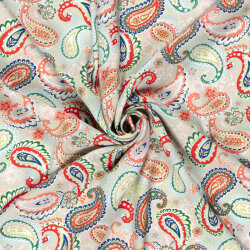 Bambus Popeline buntes Paisley - hellbeige