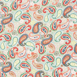 Bambus Popeline buntes Paisley - hellbeige