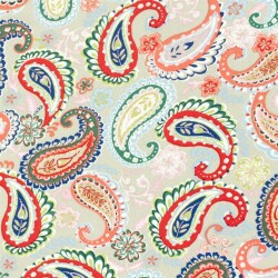Bambus Popeline buntes Paisley - hellbeige