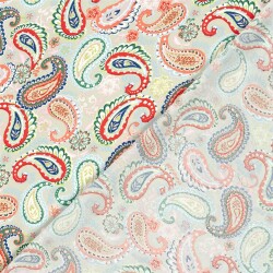 Bambus Popeline buntes Paisley - hellbeige