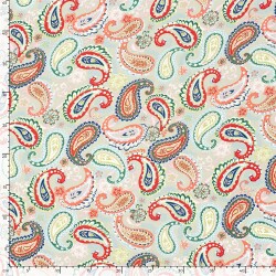 Bambus Popeline buntes Paisley - hellbeige