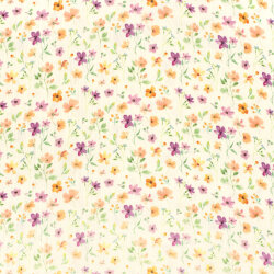 Musselin BIO~Organic Digital HerbstBlumen - creme