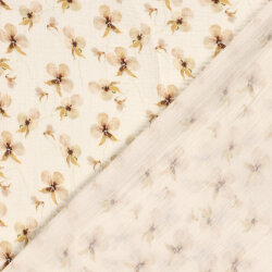 Musselin BIO~Organic Digital schöne Blumen - creme