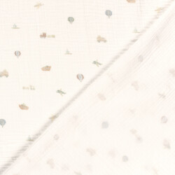 Musselin Digital kleine Fahrzeuge- creme