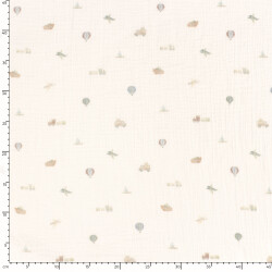 Musselin Digital kleine Fahrzeuge- creme