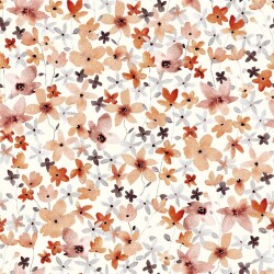 Baumwolljersey Digital orange Blumenwiese - creme