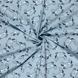 Baumwolljersey süsse Krabben - wasserblau