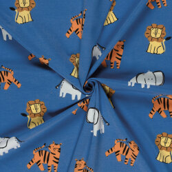 Baumwolljersey Tiger und Co - royalblau