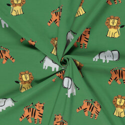 Baumwolljersey Tiger und Co - wiesengrün