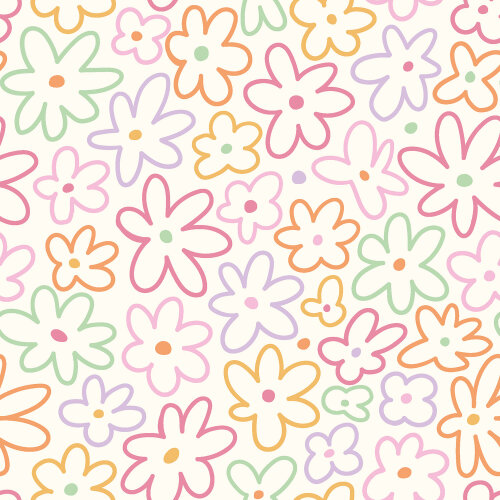 Baumwollpopeline bunte Blumen - creme