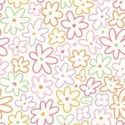 Baumwollpopeline bunte Blumen - creme