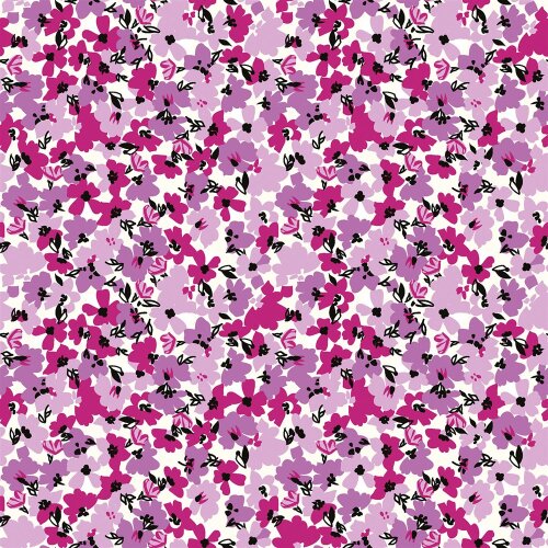 Baumwollpopeline Blumen - fuchsia