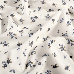 Funktions und Badeanzugstoff Recycled LSF50 blaue Blümchen - creme