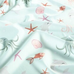 Funktions und Badeanzugstoff Recycled LSF50 Delfine im Meer - softmint