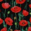 Baumwollpopeline MohnBlumen - schwarz