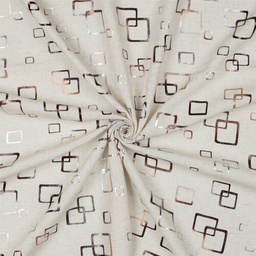Leinen Viskose bronzene Quadrate  - creme