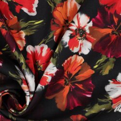 Viskose Jersey Digital Blumen - schwarz