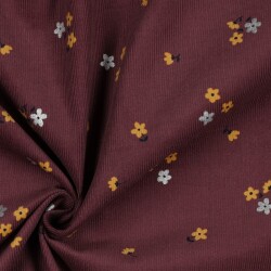 Feincord Glitzer Blumen - antikbeere