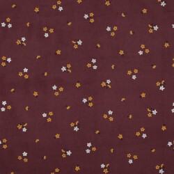 Feincord Glitzer Blumen - antikbeere