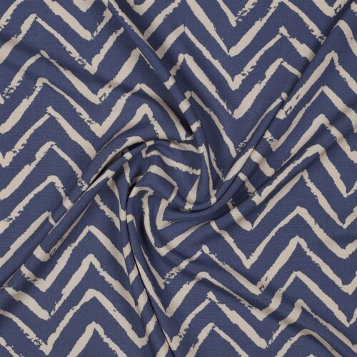 Viskose Popeline Zick Zack - jeansblau
