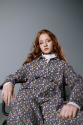 Feincord kleine Blumen - malve