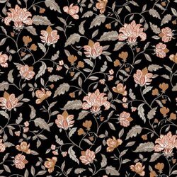 Bambus Jersey Blumen - schwarz