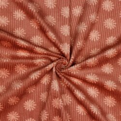 Cordstoff vorgewaschen Blumen - perlrosa