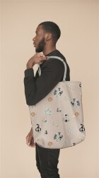 Canvas Digital maritime Blumenranken - jeansblau