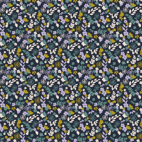 Baumwolljersey Organic kleine Blumen - dunkelblau