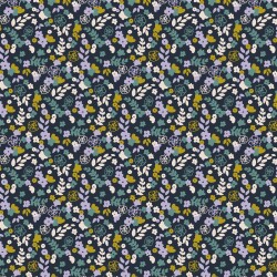 Baumwolljersey Organic kleine Blumen - dunkelblau