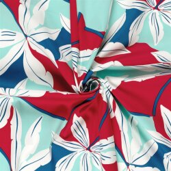 Baumwollsatin XXL Blumen - indigo