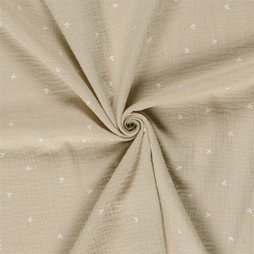 Musselin kleine Schwalben - hellbeige