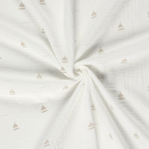 Musselin kleine Segelboote - creme